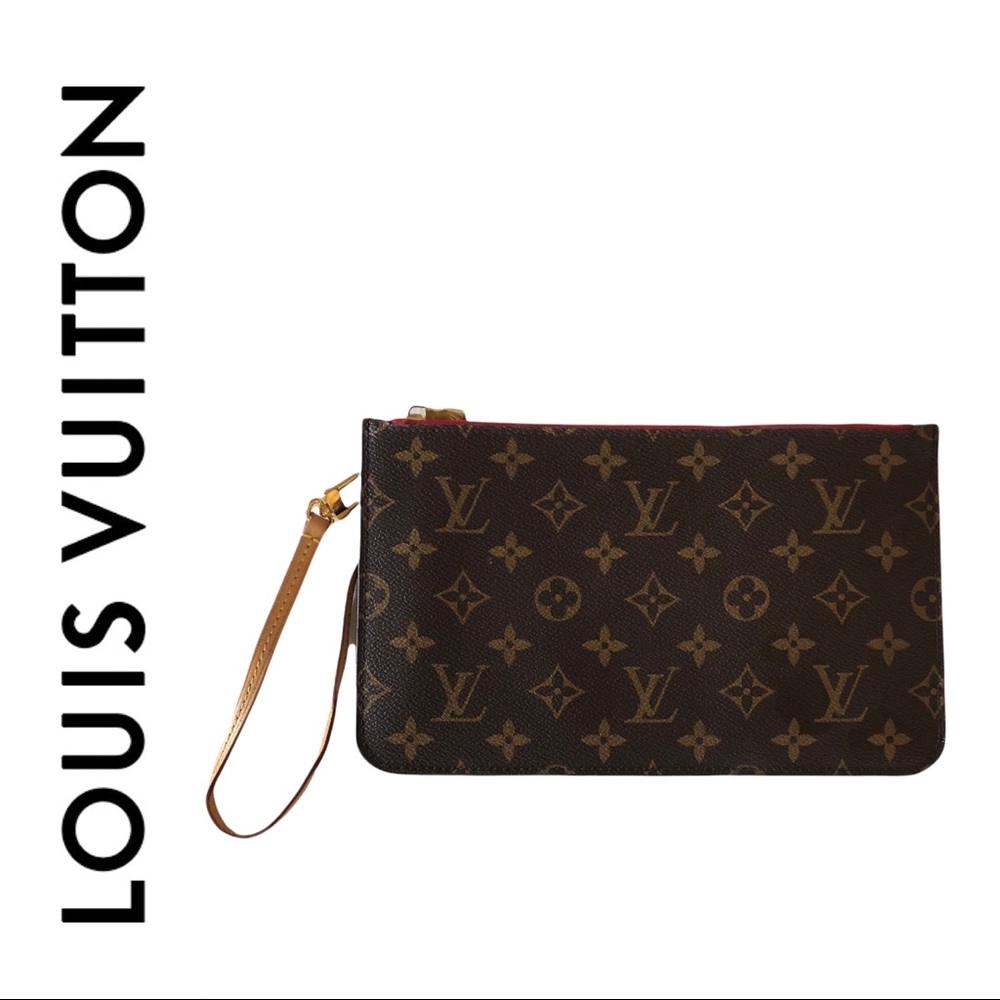 LOUIS VUITTON~Monogram Canvas Neverfull MM GM Pochette Pouch~Red Interior~NICE!